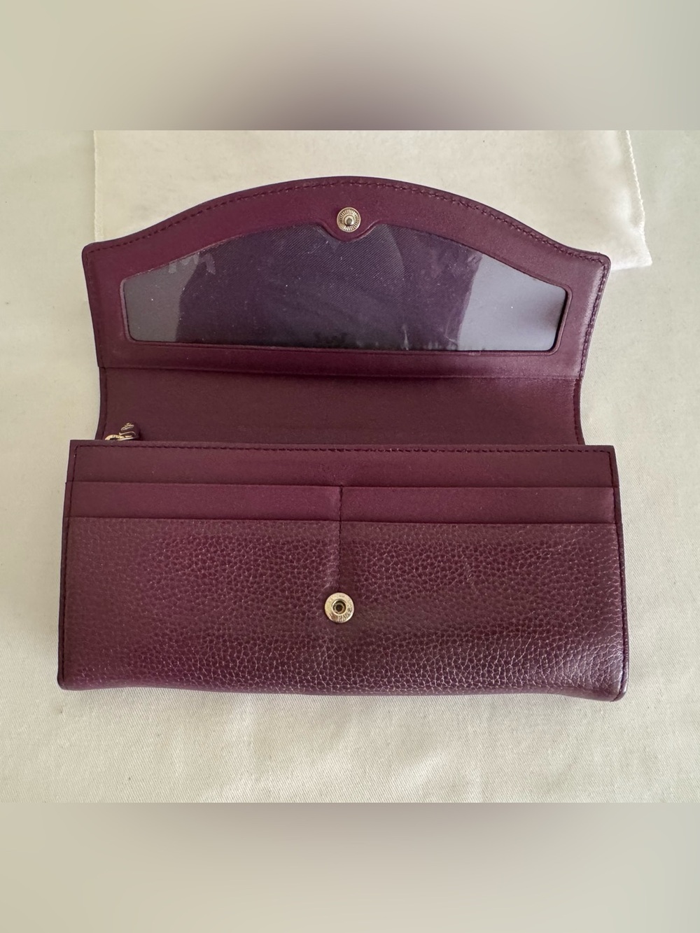 MCM Plum Textured Leather Continental Wallet with Gold Accents - Picture 8 of 11